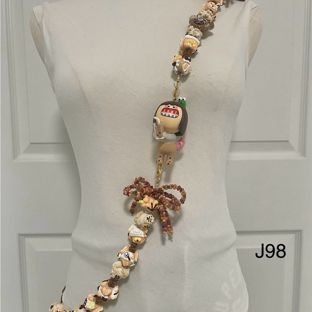 Handmade Crossbody Phone Strap with Figure Toy adjustable for Phone Lanyard,Bag